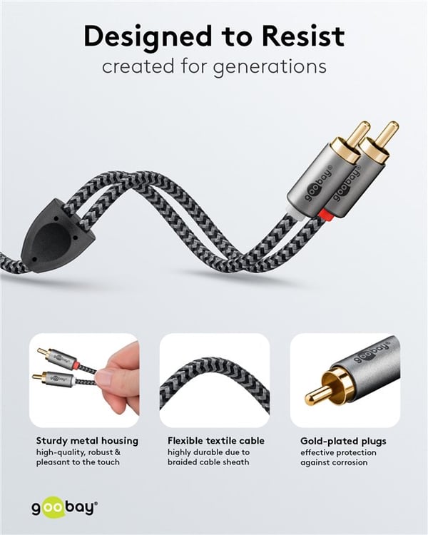 Stereo RCA-kabel, 5 m