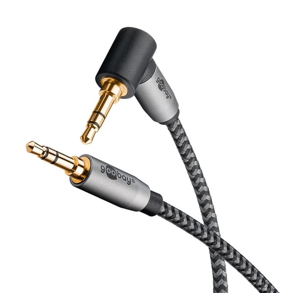 Lydtilkoblingskabel AUX, 3,5 mm stereo, 90°, 2 m Lydtilkoblingskabel AUX, 3,5 mm stereo, 90°, 2 m
