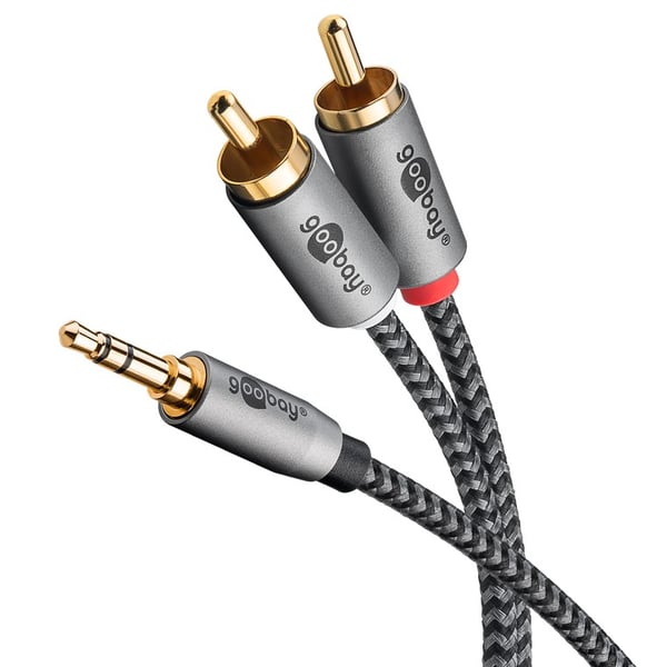 Äänisovitinkaapeli AUX, 3,5 mm:n liitin stereo RCA-liittimeen, 5 m
