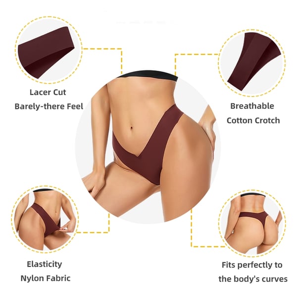 6-Pack Dame Sømløs Åndbar Usynlig Hipster Thong S
