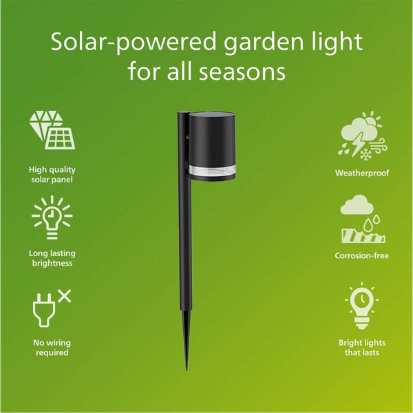 Fyce Hagelampe Rett Solcelle Ultra Efficient LED 200lm Svart