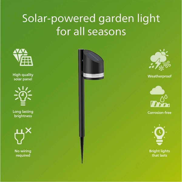 Fyve Hagelampe Vinklet Solcelle Ultra Effektiv LED 200lm Svart
