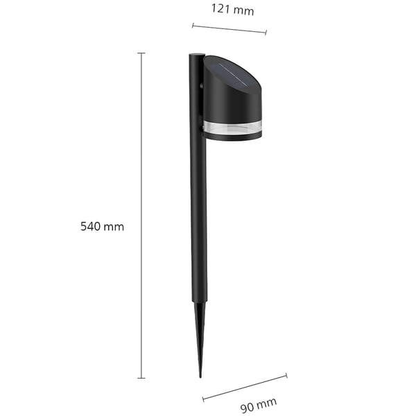 Fyve Hagelampe Vinklet Solcelle Ultra Effektiv LED 200lm Svart
