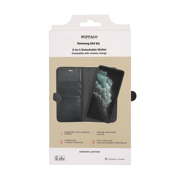 2in1 Wallet Leather 3 card Samsung S24 5G Black