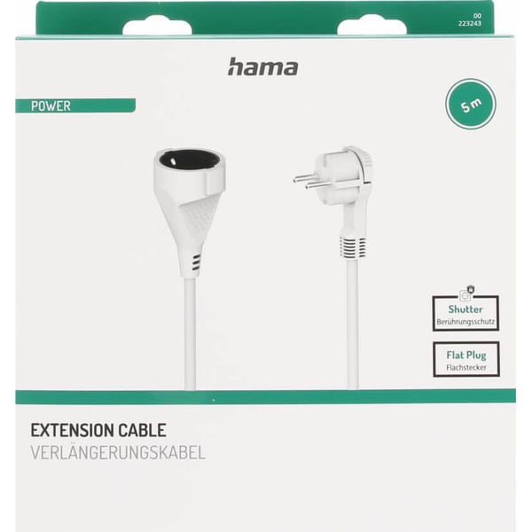 HAMA Jatkokaapeli Sisäkäyttöön Valkoinen 5.0m