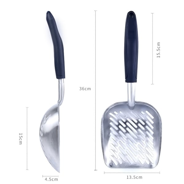 Cat Litter Scooper Lite hull Aluminiumslegering Søppel Catlitter Spade Black