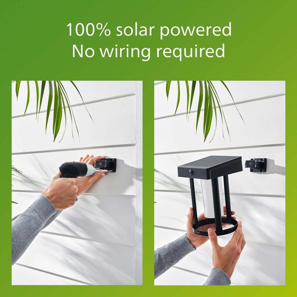Fyve væglampe vinklet solcelle ultra effektiv LED 200 lm sort