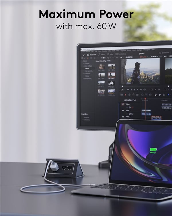 USB-C™ supermyk tekstilkabel med metallkontakter, 2 m, hvit
