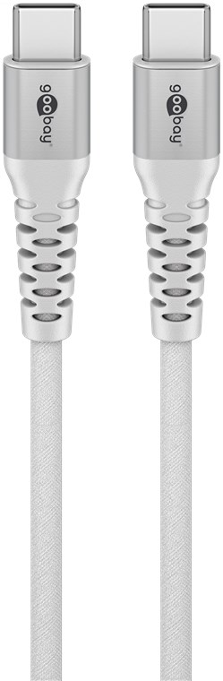 USB-C™ supermyk tekstilkabel med metallkontakter, 0,5 m, hvit