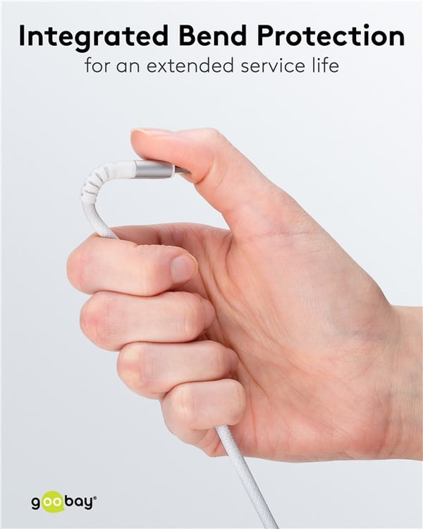 USB-C™ supermyk tekstilkabel med metallkontakter, 0,5 m, hvit