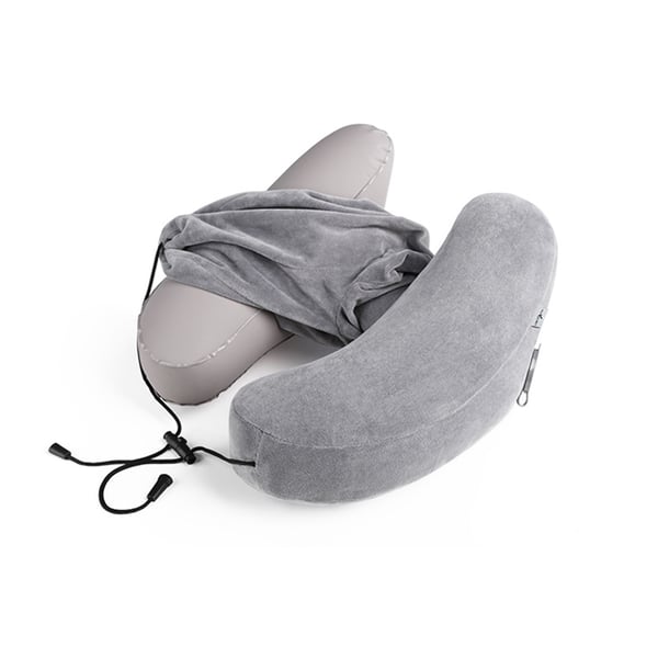 Oppblåsbar nakkepute med hette Grey