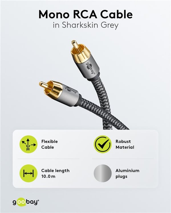 Mono RCA-kabel, 10 m