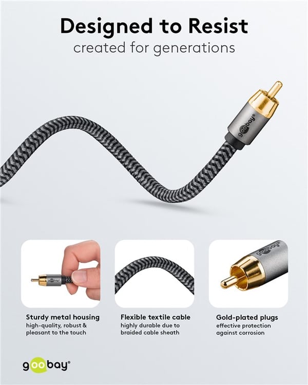 Mono RCA-kabel, 10 m