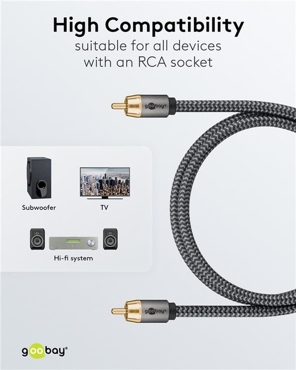 Mono RCA-kabel, 10 m