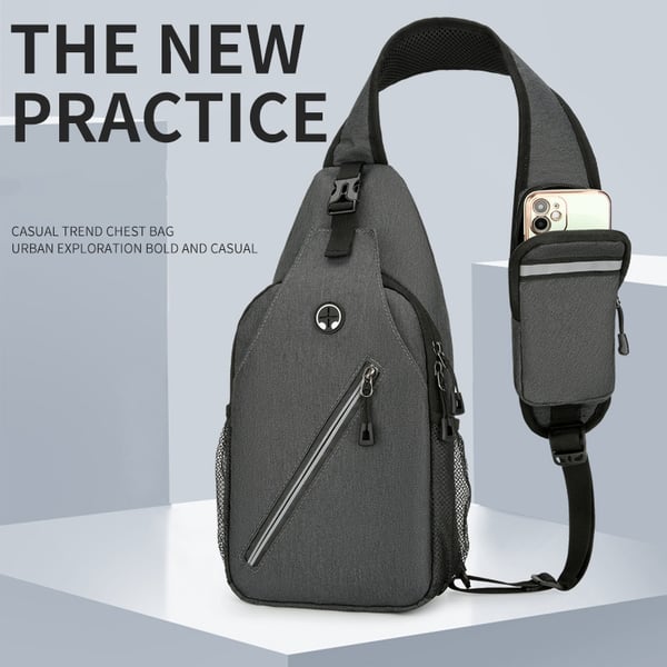 Multifunktionel Crossbody-skuldertaske til mænd DarkGrey
