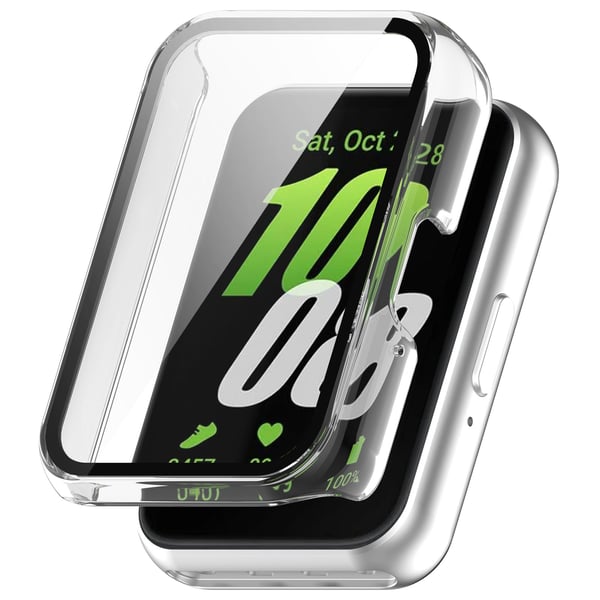 Karkaistulla lasisella näytönsuojalla varustettu suojakuori Samsung Galaxy Fit 3:lle (SM-R390) Transparent