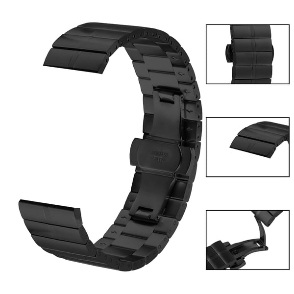 Klokkerem i rustfritt stål for Huawei GT2/3/Huami/Samsung 22mm Black