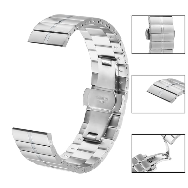 Klokkerem i rustfritt stål for Huawei GT2/3/Huami/Samsung 22mm Silver