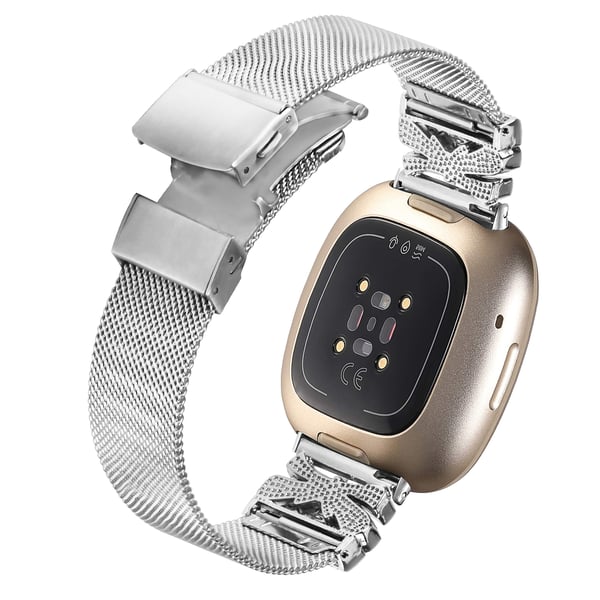 Urrem i rustfrit stål til Fitbit Versa3/4/Sense 2 Silver