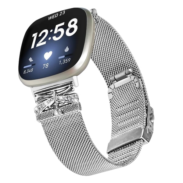 Urrem i rustfrit stål til Fitbit Versa3/4/Sense 2 Silver