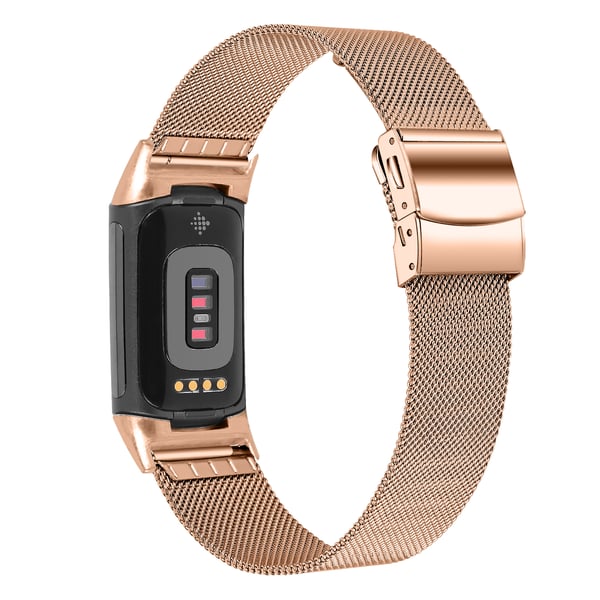 Klokkebånd i rustfritt stål for Fitbit Charge5/6 PinkGold