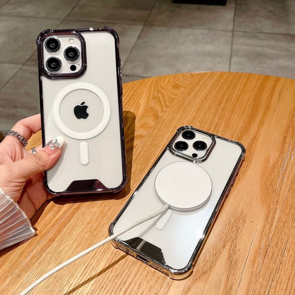 Elektrobelagt magnetdeksel til iPhone 14-serien Silver iPhone 14 Pro