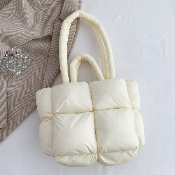 Stor puffer Tote Bag Skuldertaske White