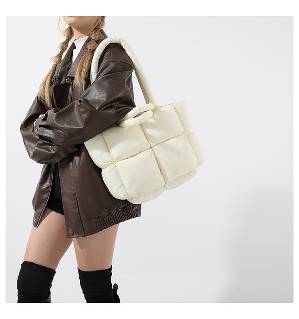 Stor puffer Tote Bag Skuldertaske White