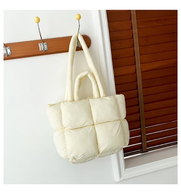 Stor puffer Tote Bag Skuldertaske White