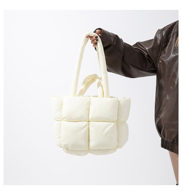 Stor puffer Tote Bag Skuldertaske White