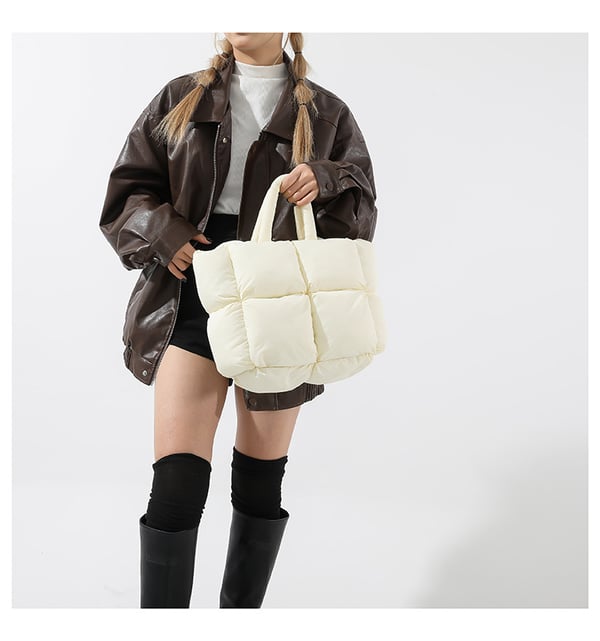 Stor puffer Tote Bag Skuldertaske White