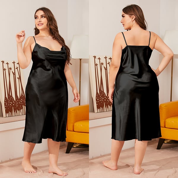 Kvinnor Sling Nattlinne Sovklänning Pyjamas Black XL
