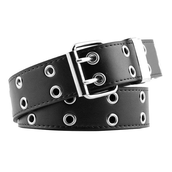 Punkstil dubbelt avgasöga PU-bälte Black