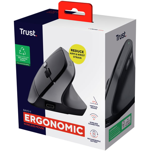 Bayo II trådløs ergonomisk mus sort