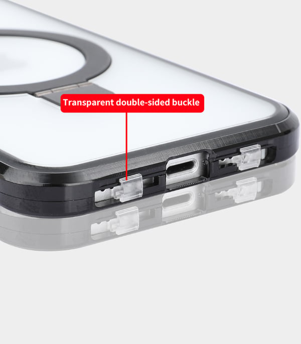 Gjennomsiktig magnetdeksel med stativ for iPhone Black iPhone 14