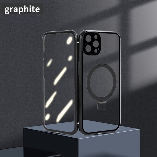 Gjennomsiktig magnetdeksel med stativ for iPhone Black iPhone 14