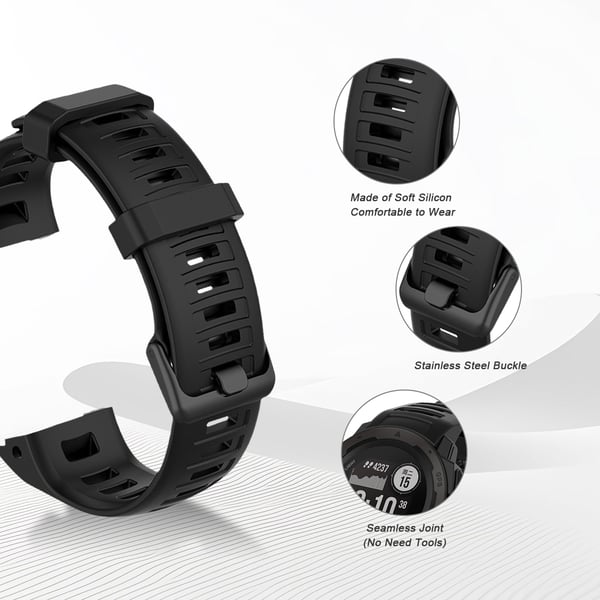 Garmin Instinct 2 silikonikellon ranneke Black