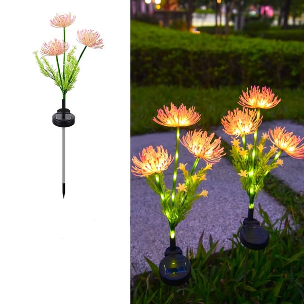 Solcelleblomsterlys for utendørs hage Pink