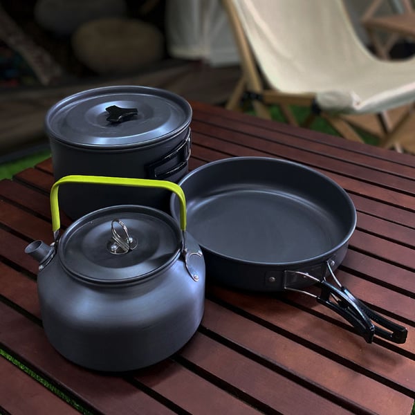 2-personers campingkokekarsett, bestikk for fotturer, piknik, utendørsaktiviteter