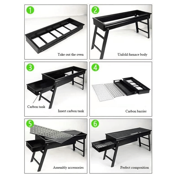 Sammenleggbar bordplate for kullgrilling M