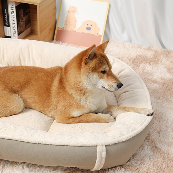 Semsket flannell Nest Hundeseng Kjæledyrseng Mat Grey M