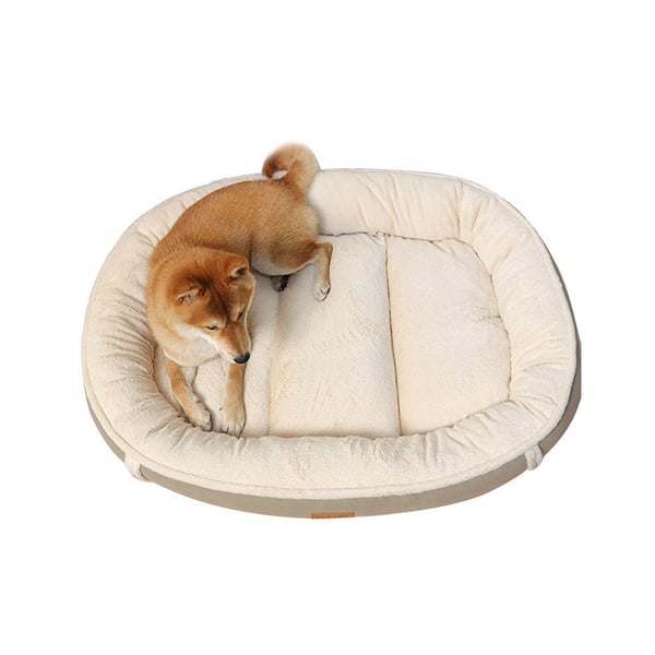 Semsket flannell Nest Hundeseng Kjæledyrseng Mat Grey M
