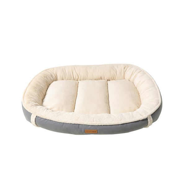 Semsket flannell Nest Hundeseng Kjæledyrseng Mat Grey XL