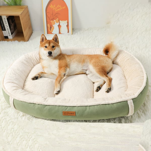 Semsket flannell Nest Hundeseng Kjæledyrseng Mat grass color L