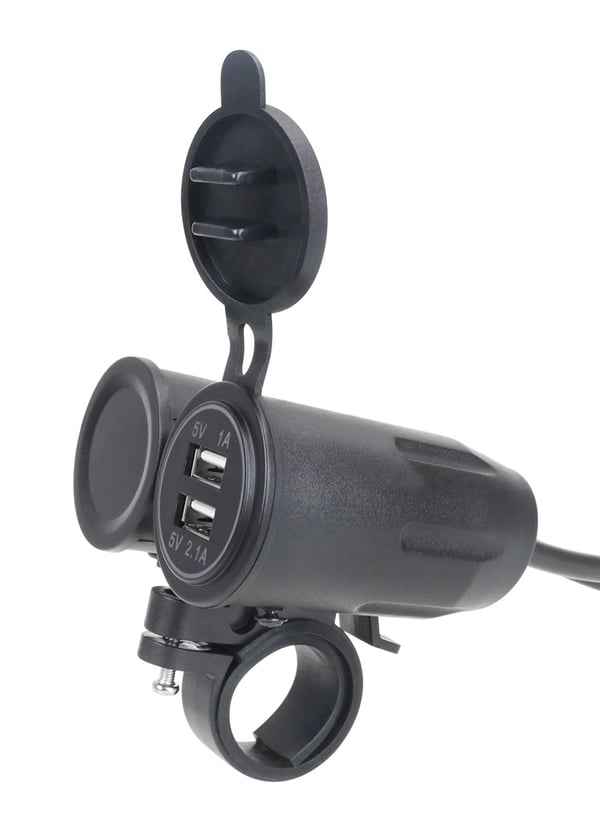 3.1A dobbel USB-lader - Spennings- og temperaturmåler Black+Red