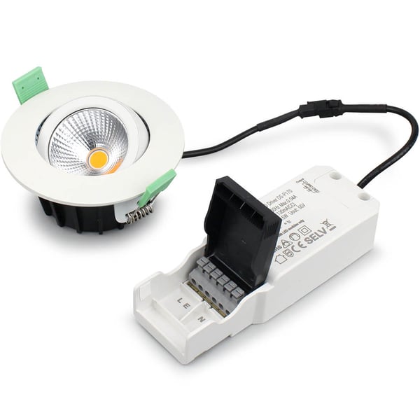 Lisa Dimbar innfelt downlight 3000K 600lm IP65 1-pakning Hvit