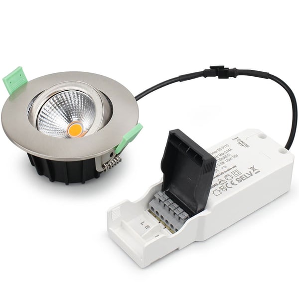Lisa Dimbar innfelt downlight 3000K 600lm IP65 1-pakk Børstet stål