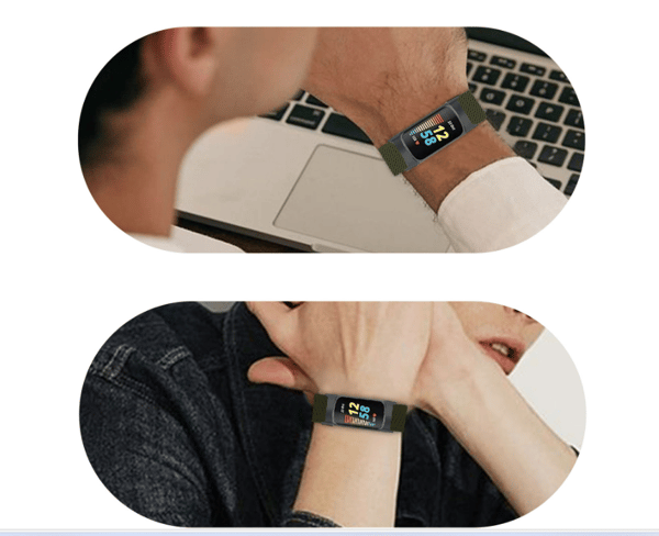 Utskifting av klokkebånd for Fitbit Charge 5/6 Black+Red