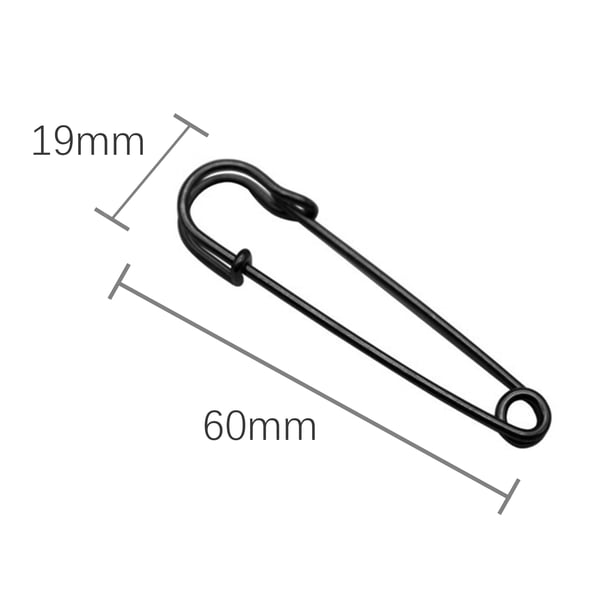Hakaneula, paksunnettu hakaneula 60 mm (50 kpl pakkaus) Black