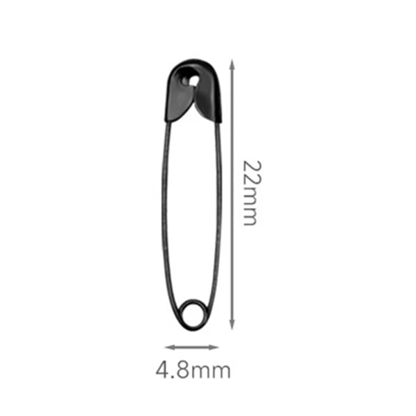 22 mm sikkerhetsnåler, 1000-pakning Black